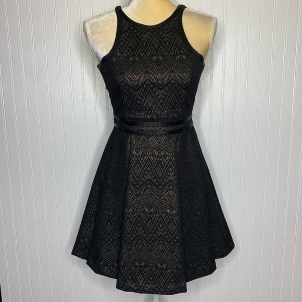 Parker Black And Gold Mesh Milana Dress